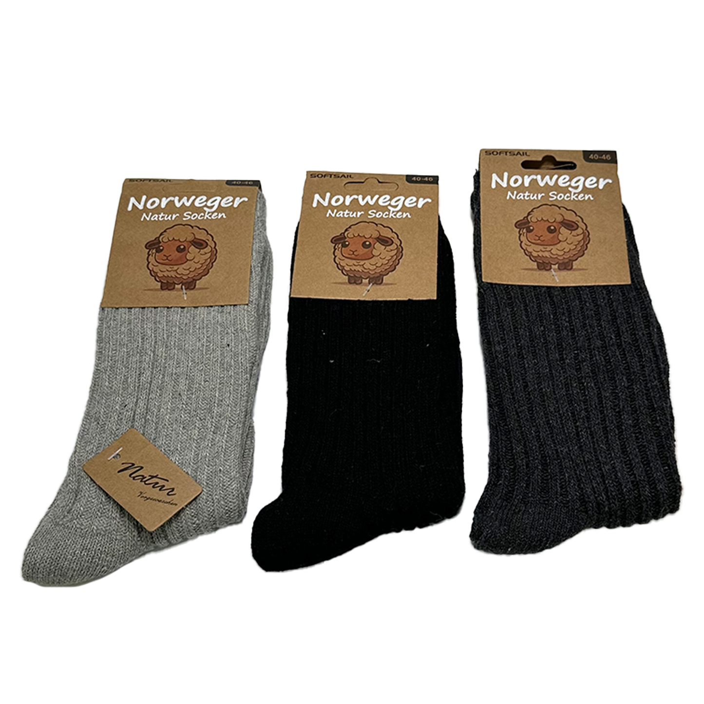 6/12 Paar Norweger Socken Herren Wollsocke aus 80% Wolle Arbeitswollsocke dicke Wintersocken 40-46