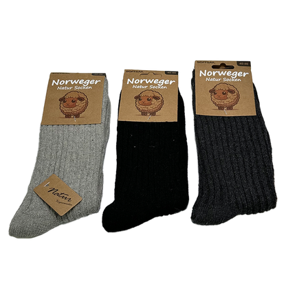 6/12 Paar Norweger Socken Herren Wollsocke aus 80% Wolle Arbeitswollsocke dicke Wintersocken 40-46