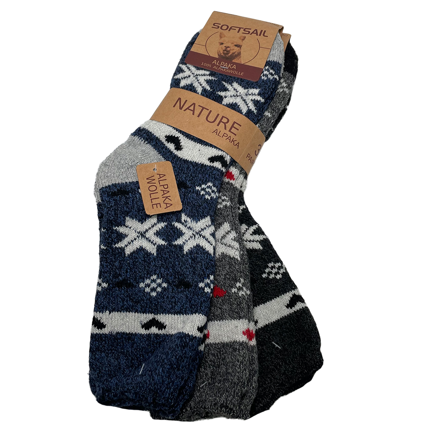 3/6 Paar Alpaka Socken Damen Wollsocken Wintersocke dick gestrickt Strümpfe warm