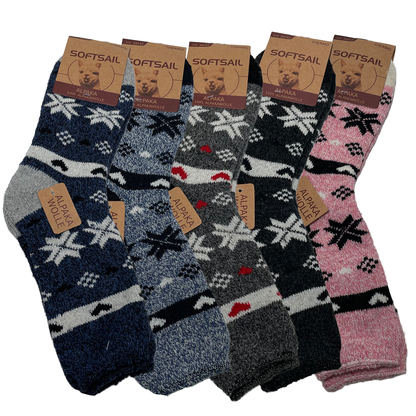 3/6 Paar Alpaka Socken Damen Wollsocken Wintersocke dick gestrickt Strümpfe warm