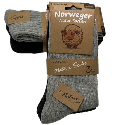 6/12 Paar Norweger Socken Herren Wollsocke aus 80% Wolle Arbeitswollsocke dicke Wintersocken 40-46