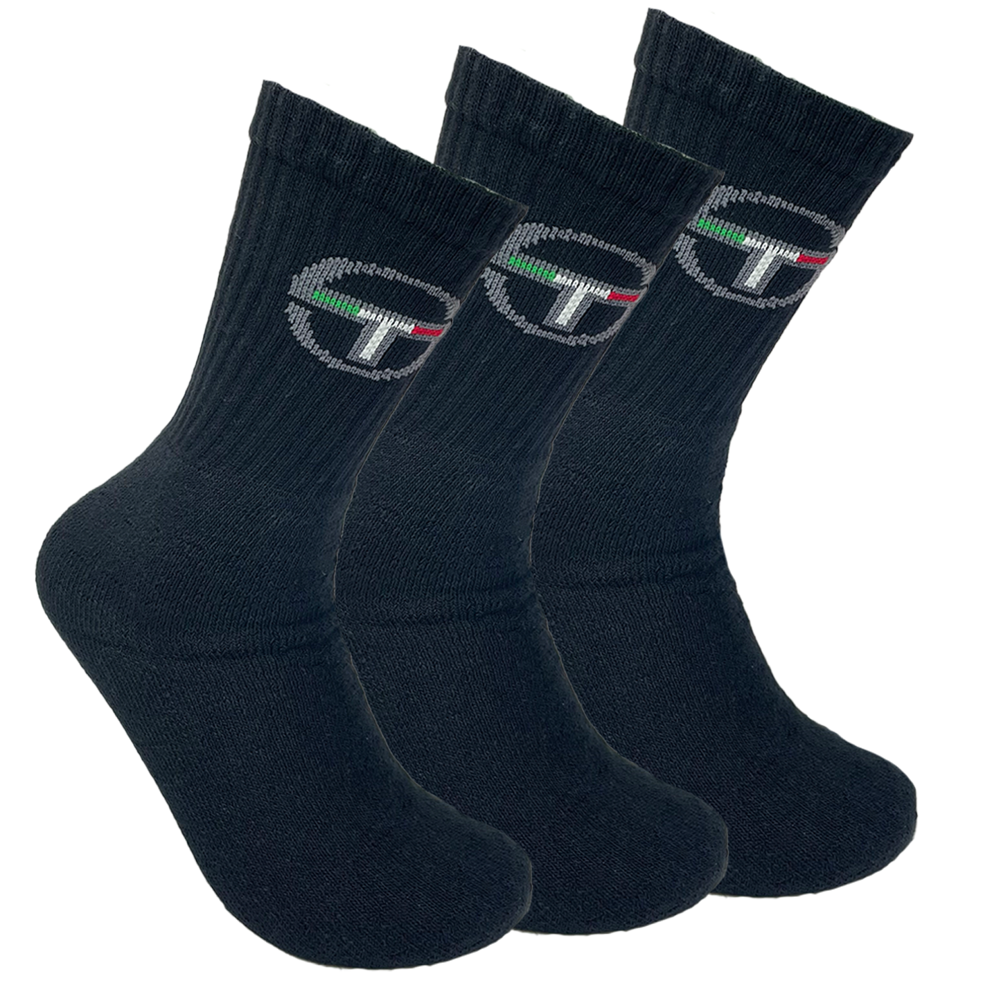 6/12 Paar Sergio Tacchini Socken | Ideal für Arbeit & Sport | Größen 39-46 | Schwarz & Weiß